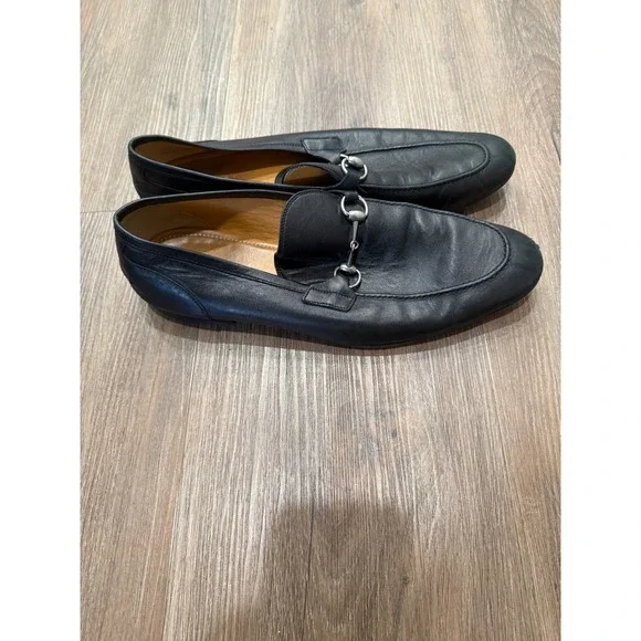 Gucci Mens Black Leather Horsebit Loafers Silver Hardware Made in Italy 12.5 - Picture 3 of 10